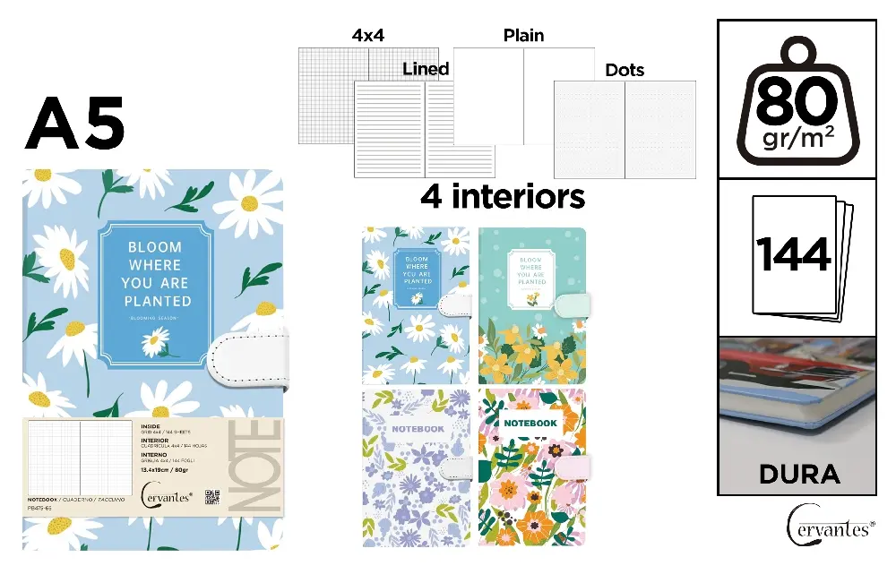 RECHIZITE SCOLARE - NOTES IPB A5 144 FILE FANTASY PLANTE CLAPA MAGNETICA PB475-65