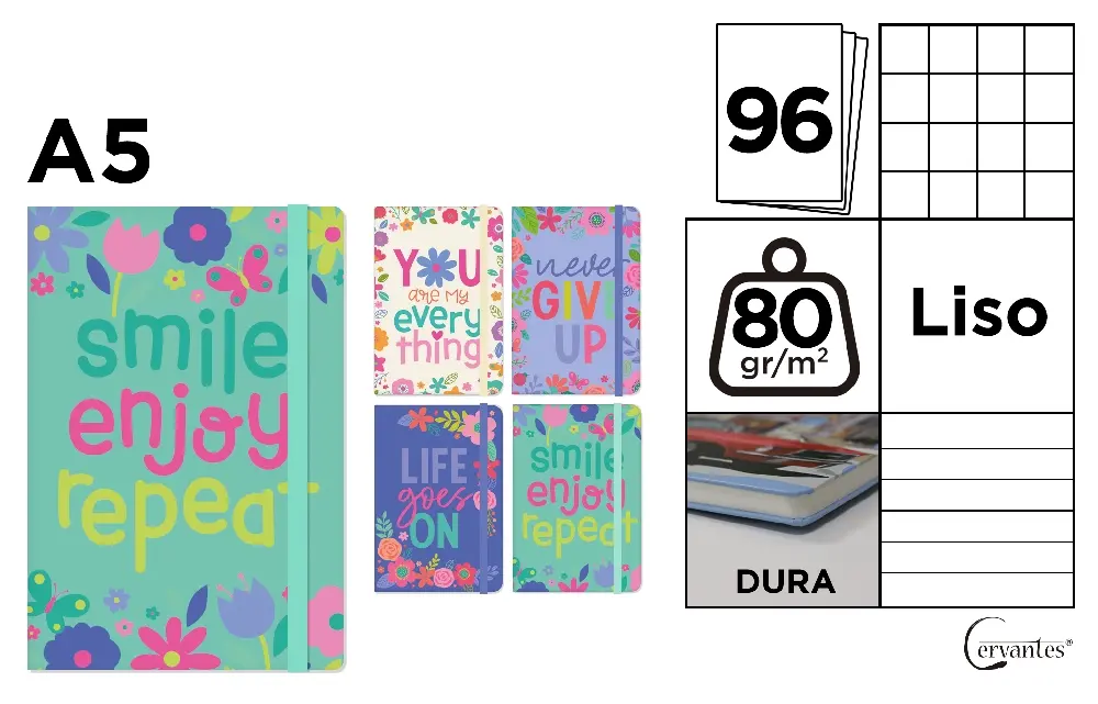 Carnetele scolare - NOTES IPB A5 CERVANTES CU ELASTIC EMOJI PB829-97