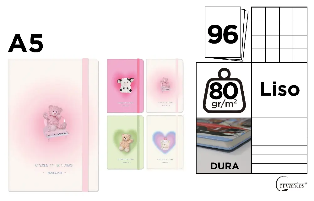 Carnetele scolare - NOTES IPB A5 CERVANTES CU ELASTIC PB829-82