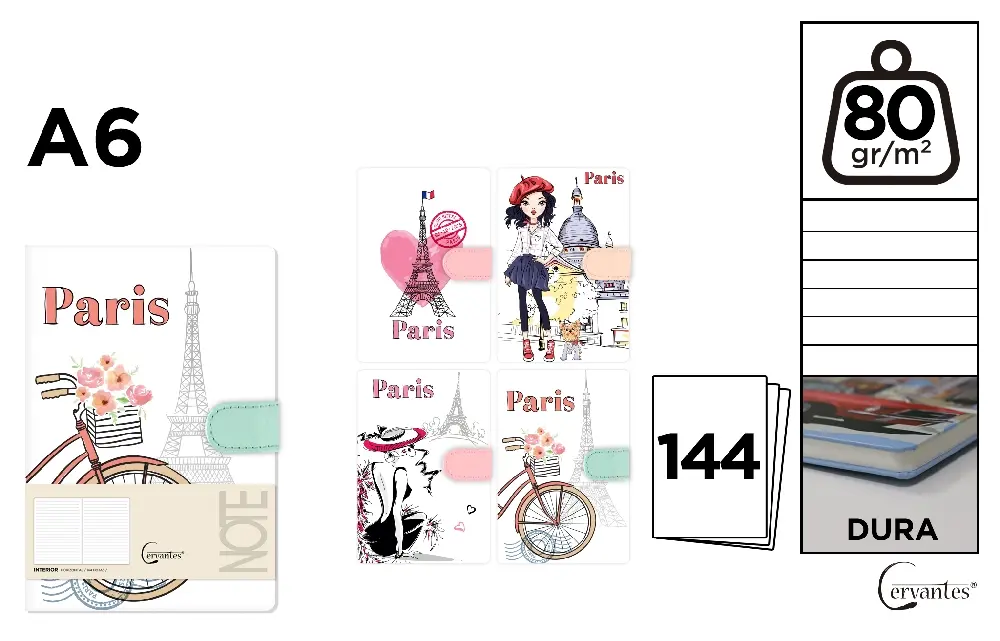 Carnetele scolare - NOTES IPB A6 144 FILE FANTASY PARIS CLAPA MAGNETICA PB476-31