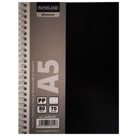 PA CAIET A5 80F PATRATELE COPERTA PLASTIC SPIRA DUBLA 24000387 [1]