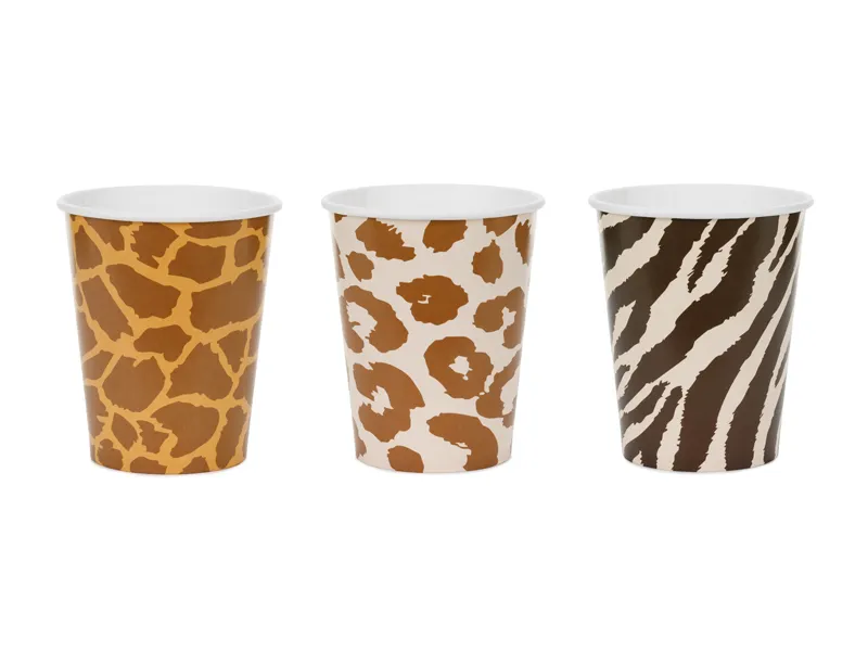 Farfurii/ Pahare/ Servetele/ Paie/ Tacamuri/ Fete masa - Pahare Carton Safari Spots Mix 220ml 6 buc KPP115-EU3