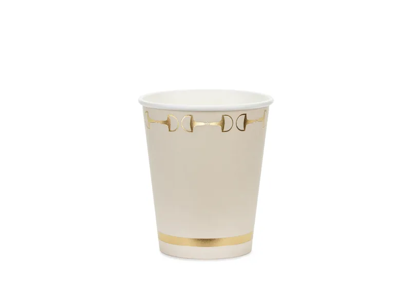 ARTICOLE PARTY - Pahare Carton Stirrups Bej cu Auriu 220ml 6 buc