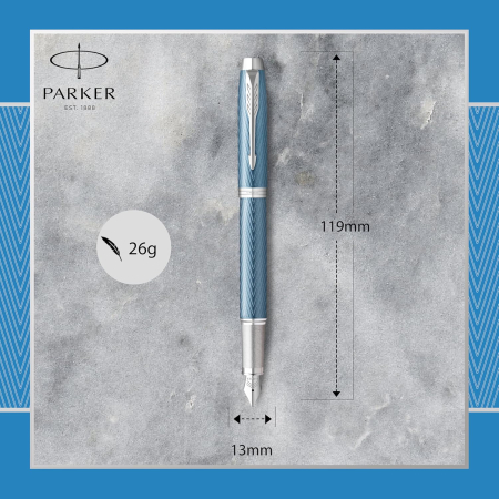 PARKER STILOU IM PREMIUM ALBASTRU-ARGINTIU PENITA F 160424 [3]