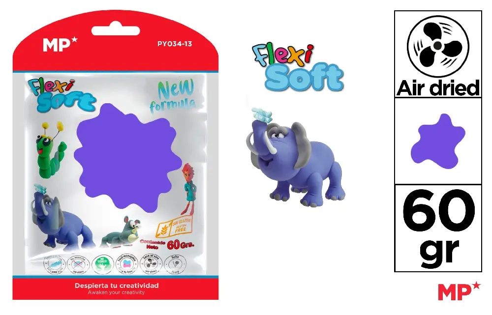 Pasta pentru modelaj - PASTA MODELARE IPB FLEXI SOFT 60GR MOV PY034-13