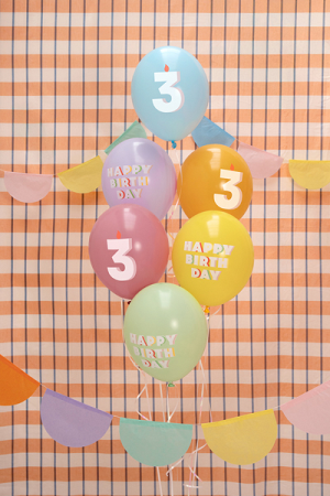 Baloane latex - BALOANE Balloons 30 cm, Happy Birthday 3, mix, 6/SET SB14P-353-000-6