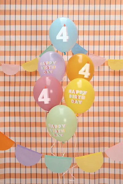 Baloane latex - BALOANE Balloons 30 cm, Happy Birthday 4, mix, 6/SET SB14P-354-000-6