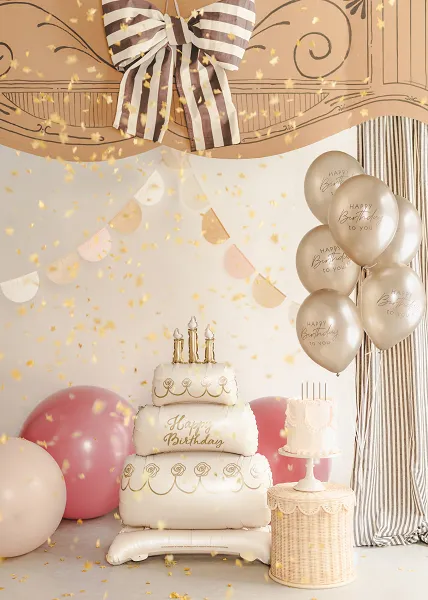 Baloane latex - BALOANE Balloons 30 cm, Happy Birthday, metallic cold gold, 6/SET SB14M-341-019Z-6