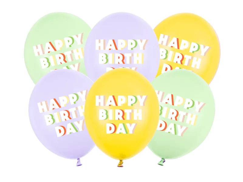 Baloane latex - BALOANE Balloons 30 cm, Happy Birthday, mix, 6/SET SB14P-350-000-6