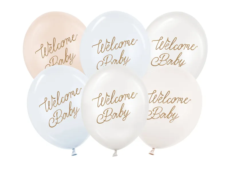 Baloane latex - BALOANE Balloons 30 cm, Welcome Baby, blue mix, 6/SET SB14P-342-001-6