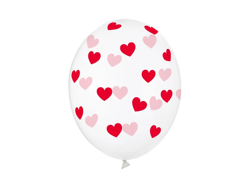 ARTICOLE PARTY - BALOANE Balloons 30cm, Hearts, Crystal Clear, red 50/SET SB14C-228-099R