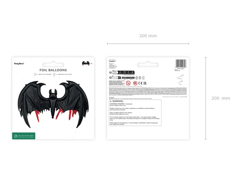 BALON FOLIE ALUMINIU Bat, 120 x 81cm, black FB298-010 [2]