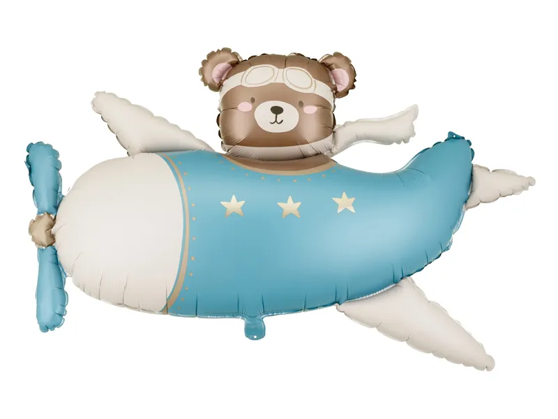 Baloane diverse - BALON FOLIE ALUMINIU Bear in Airplane, 94x61cm, light blue FB383-001J