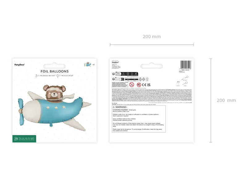 BALON FOLIE ALUMINIU Bear in Airplane, 94x61cm, light blue FB383-001J [1]