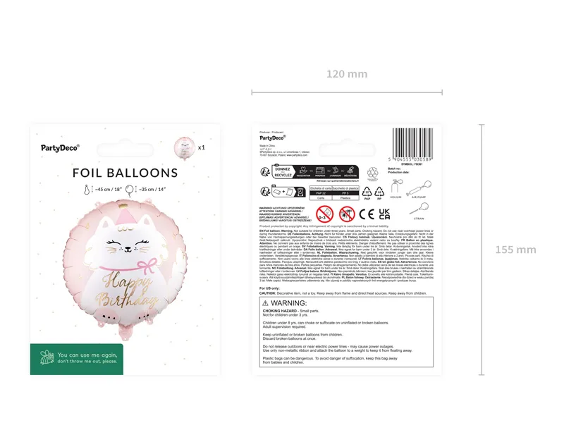 BALON FOLIE ALUMINIU Disc Kitty, 35x35cm, mix FB361 [3]