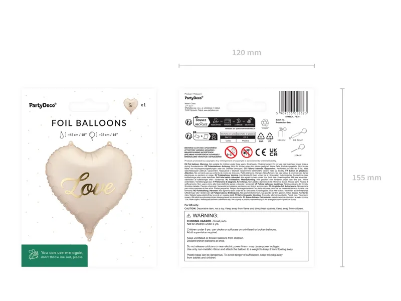 BALON FOLIE ALUMINIU Heart Love, 45cm, mix FB341 [3]