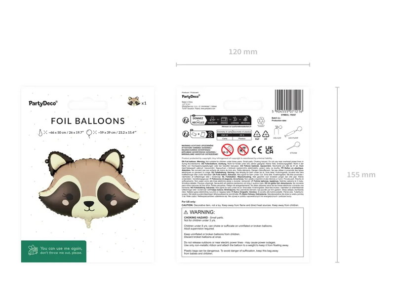 BALON FOLIE ALUMINIU Raccoon, 59x39cm, mix FB367 [2]