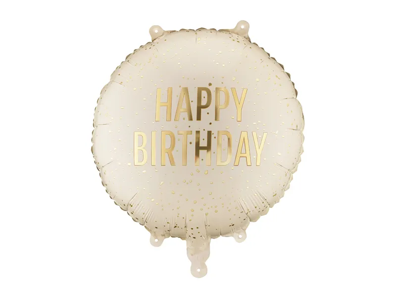 Happy birday "elegant" - BALON FOLIE ALUMINIU Round Happy Birthday, 35x35cm, cream FB353-079