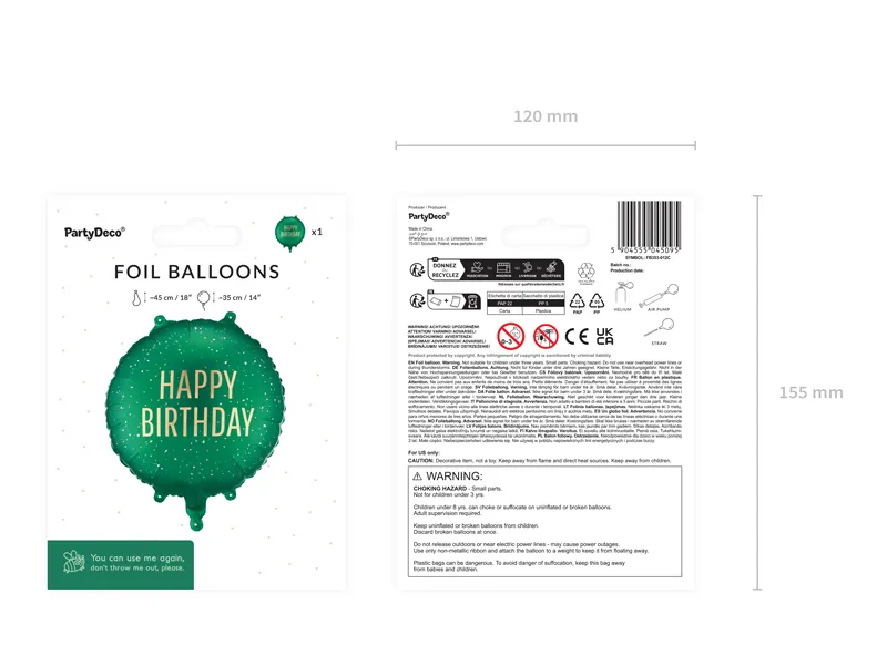 BALON FOLIE ALUMINIU Round Happy Birthday, 35x35cm, dark green FB353-012C [1]