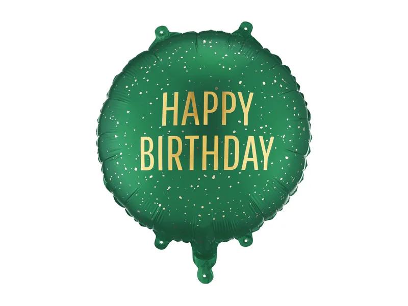 Happy birday "elegant" - BALON FOLIE ALUMINIU Round Happy Birthday, 35x35cm, dark green FB353-012C