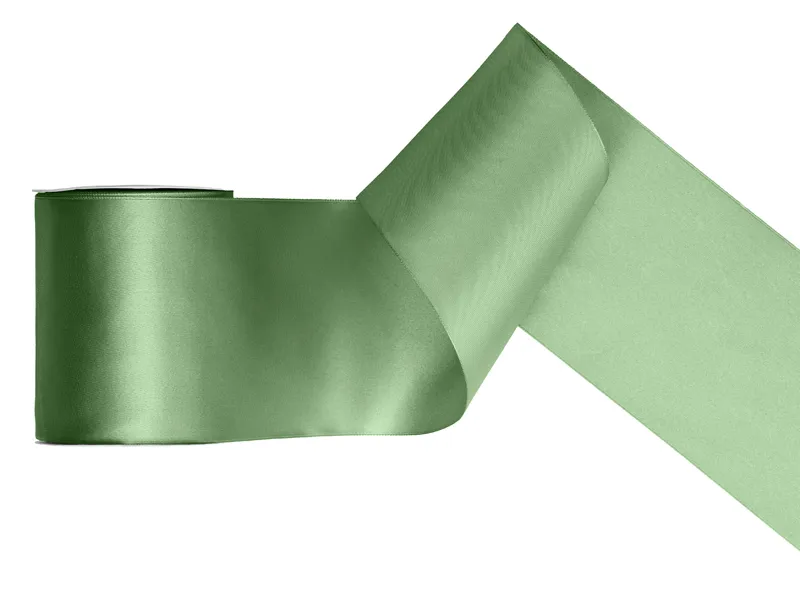 Ambalaje cu Spirit de Sărbătoare - BANDA SATIN, Satin Ribbon, sage, 100mm/25m TS100-109