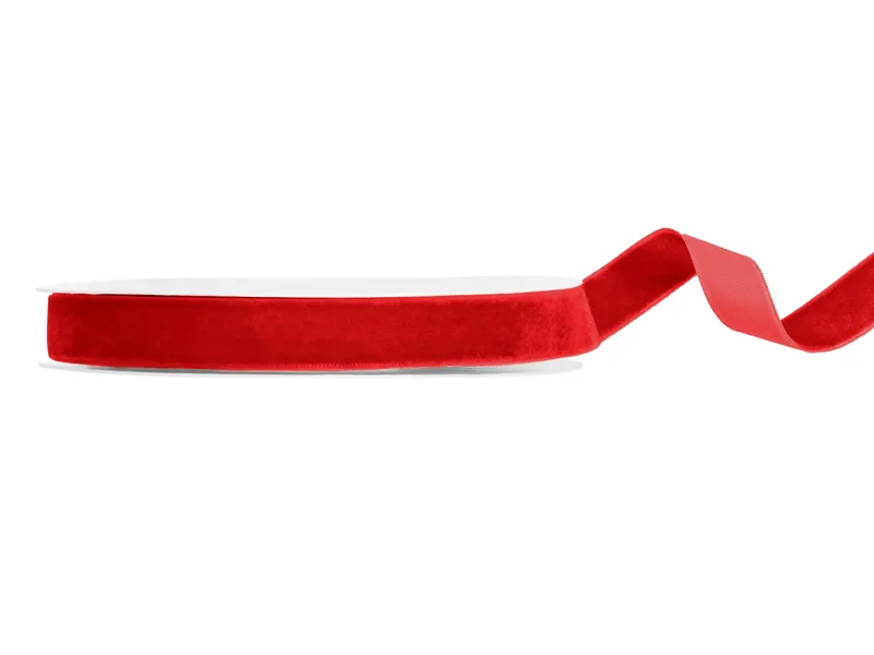 Fundite, Panglici , Benzi Craciun - BANDA VELUR, Velur ribbon, red, 15mm/10m TW15-007