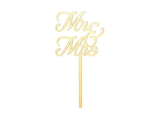 DECORATIUNI PENTRU TORT MR&MRS, Acylic Cake, gold, 16,5cm KPT81-019 [1]