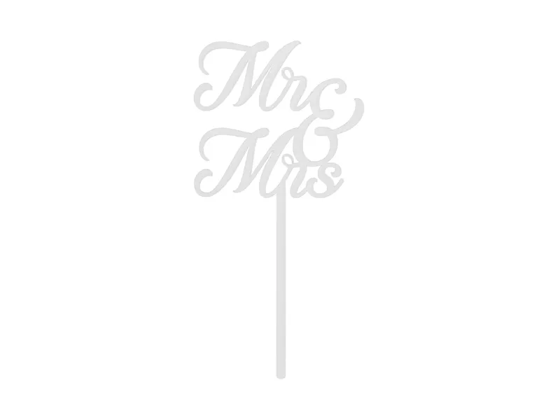 Decoratiuni/ Lumanari Tort/ Briose - DECORATIUNI PENTRU TORT MR&MRS, Acylic Cake, white, 16,5cm KPT81-008