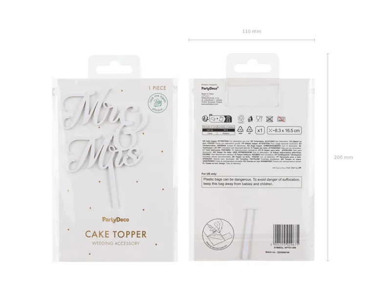 DECORATIUNI PENTRU TORT MR&MRS, Acylic Cake, white, 16,5cm KPT81-008 [3]