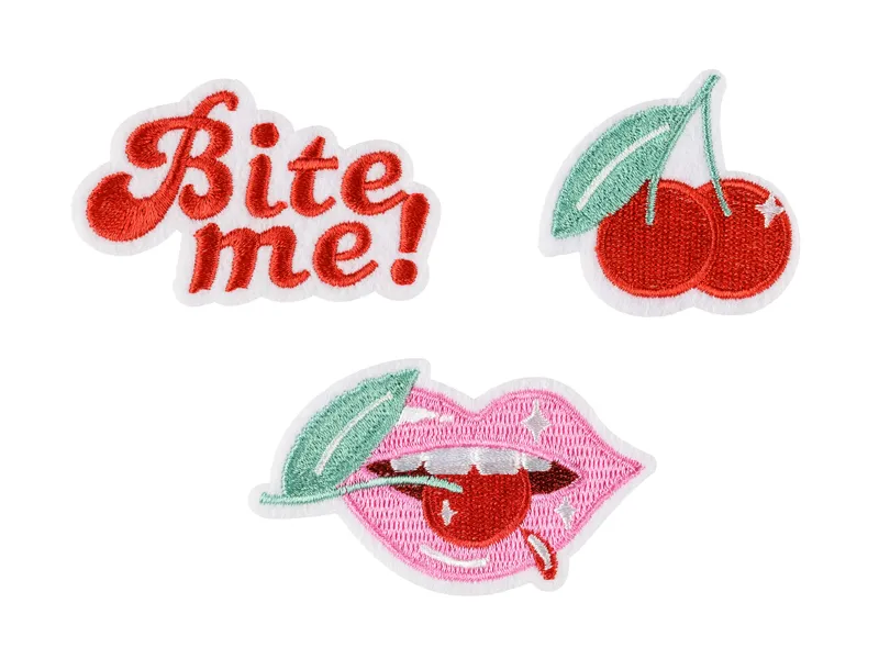Etichete textile - STICKERE TERMOADEZIVE Bite me, mix, 4-4.5x4.5-7cm 3/set NAP9