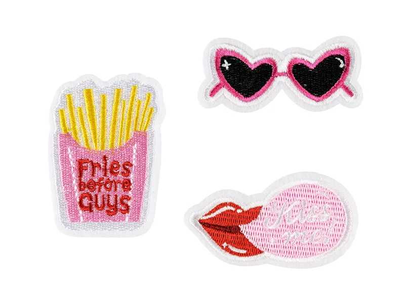 Etichete textile - STICKERE TERMOADEZIVE Kiss me, mix, 4.5-6.5x3-6cm 3/set NAP8