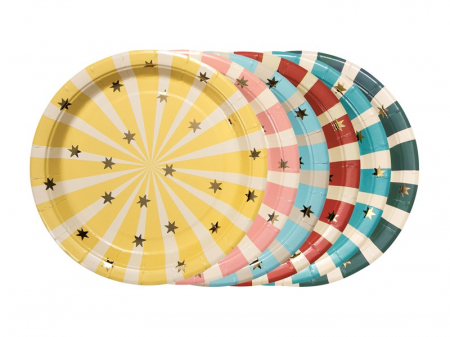 ARTICOLE PARTY - PD FARFURII CARTON Circus Stripes Plates, 18x18cm, mix 6/set TPP96