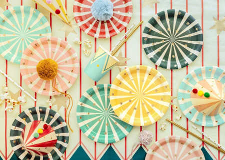 PD FARFURII CARTON Circus Stripes Plates, 18x18cm, mix 6/set TPP96 [1]