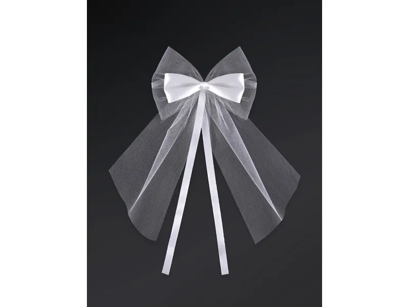 PD FUNDITA DECOR PETRECERE DIN TUL SI SATIN 2/SET 18CM ALBA KOK-008 [1]