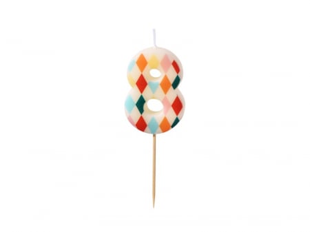Decoratiuni/ Lumanari Tort/ Briose - PD LUMANARI TORT Birthday candle, Number 8, Rhombus, 5.5cm, mix SCU15-8