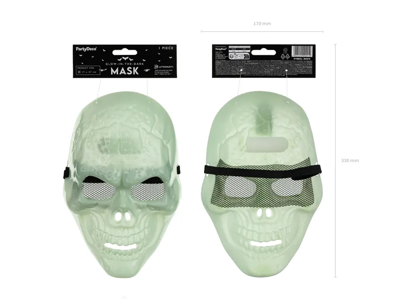 MASCA, Skull mask, Glow in the dark, 17 x 27cm, mix MAS19 [3]