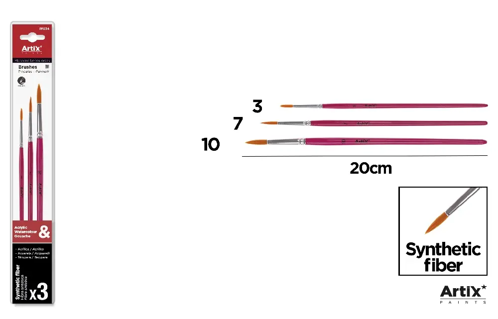 Pensule arta set - PENSULE IPB PROFESIONALE 3/SET NR.3,7,10 VF.ASCUTIT PP234