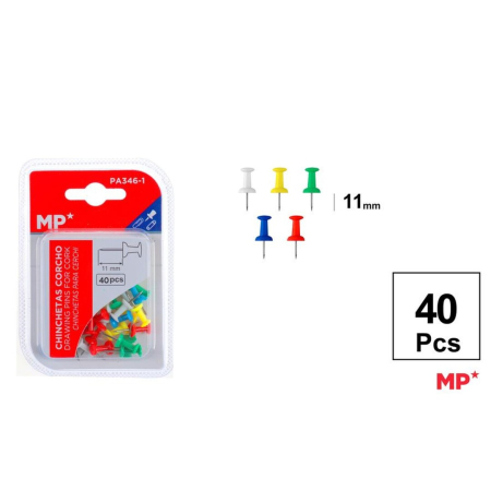 ARTICOLE DE BIROU - Pioneze Colorate Panou Plută 11mm, 40 buc/set
