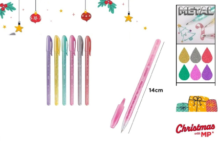 Articole de Papetarie Craciun - PIX CU GEL IPB PENTRU FELICITARI 6/SET CULORI METALICE CH24032