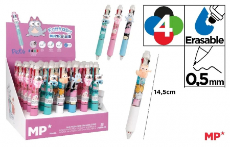 Instrumente pentru scris kids - PIX CU RADIERA IPB 0.5MM 4 CULORI ANIMALE PE184-05