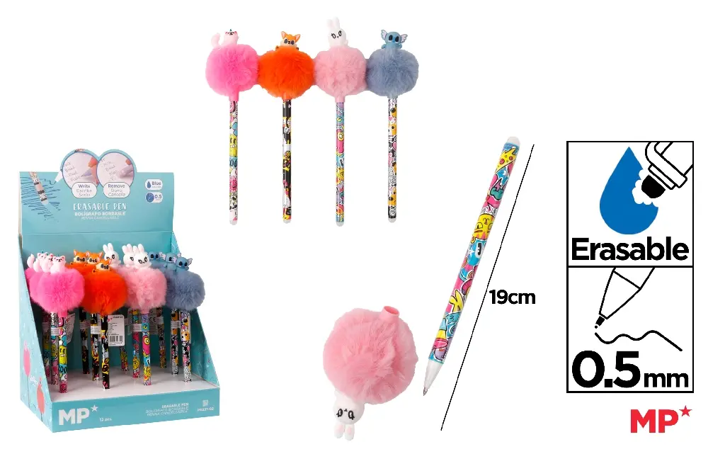 Instrumente pentru scris kids - PIX CU RADIERA IPB FANTASY POM POM ANIMALUTE PE237-02