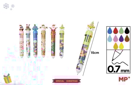 Articole de Papetarie Craciun - PIX IPB 0.7MM 10 CULORI MOTIV CRACIUN CH57033