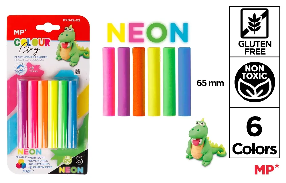 Plastilina/ Plansete plastilina - PLASTILINA SOFT IPB 70GR 6/SET CULORI NEON PY042-02