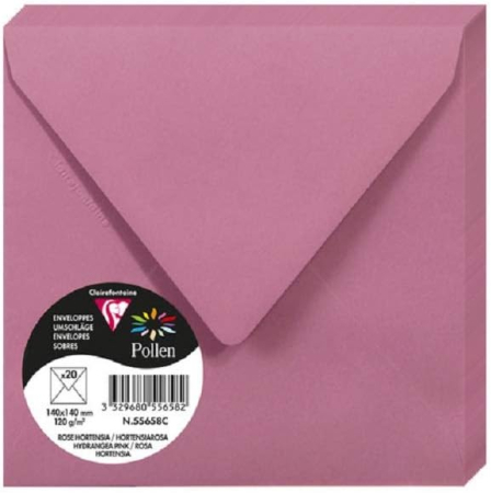HARTIE PRODUSE DIN HARTIE - Set 20 Plicuri Pătrate Clairefontaine Roz Hortensie 14x14