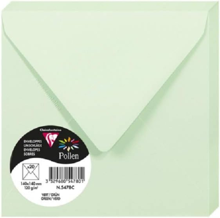 Plicuri Colorate - Set 20 Plicuri Pătrate Clairefontaine Verde Jad 14x14