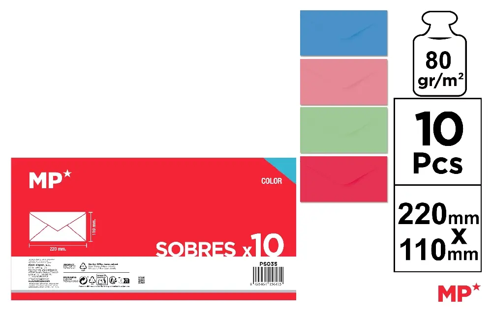 Plicuri Colorate - PLIC IPB DIVERSE CULORI DL 220*110MM 10/SET PS035