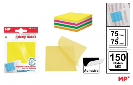 Notite autoadezive - POST IT ADEZIV TRANSLUCID IPB 75*75MM 150/SET MIX PN347-02