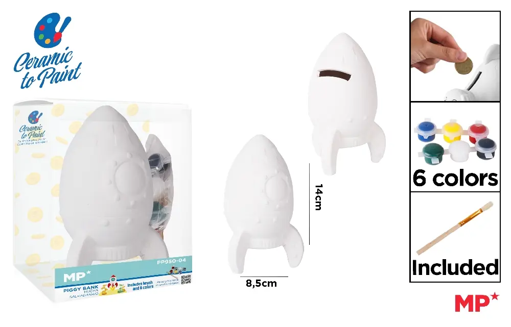 HOBBY - PUSCULITA CERAMICA IPB PENTRU PICTAT, 6 CULORI + PENSULA PP950-04