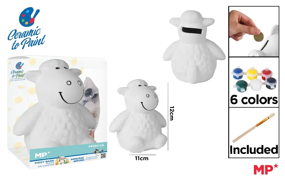 ARTICOLE COPII - PUSCULITA CERAMICA IPB PENTRU PICTAT, 6 CULORI + PENSULA PP950-06