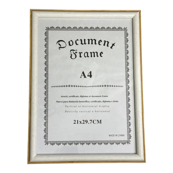 MIJLOACE DE PREZENTARE - RAMA FOTO A4 DIPLOMA ALB/AURIU   21*29.7CM  913-5